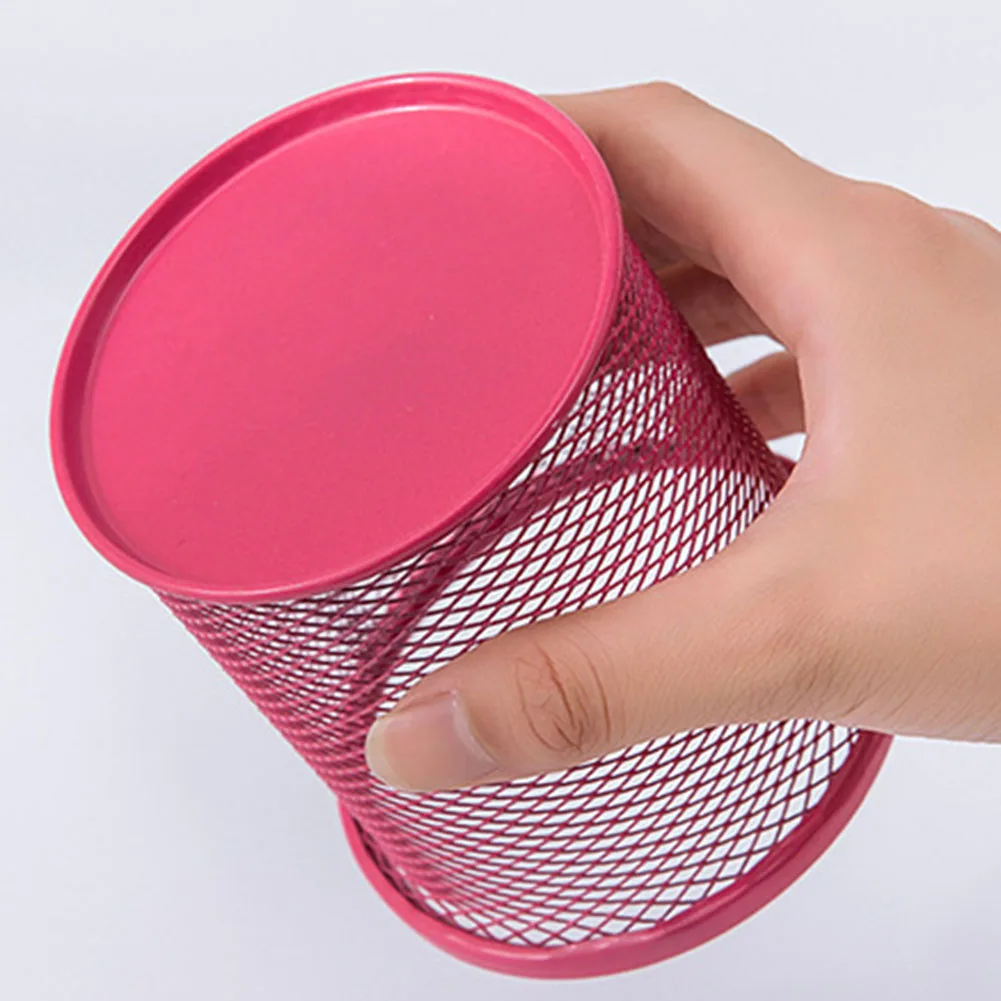 Neue Bleistift Halter Büro Schreibtisch Metall Mesh Platz Runde Stift Topf Tasse Fall Container Veranstalter Langlebig Bleistift Fall