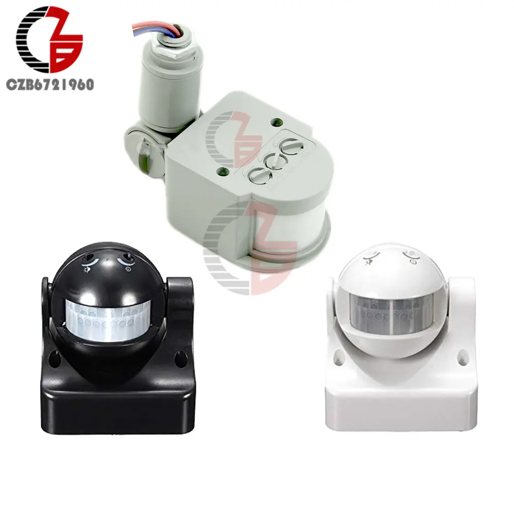 LED Motion Sensor Switch 220V 12V 180 Degree Rotating Automatic Infrared PIR Movement Detector Wall Outdoor Light Timer Switch