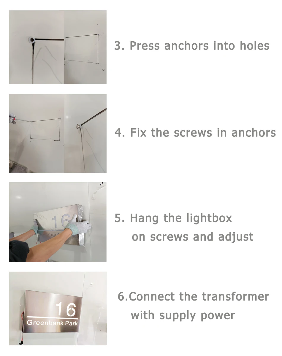 Stainless Steel Outdoor Lighting House Number Sign Custom Made Fronlit LED Sign Waterproof House Number