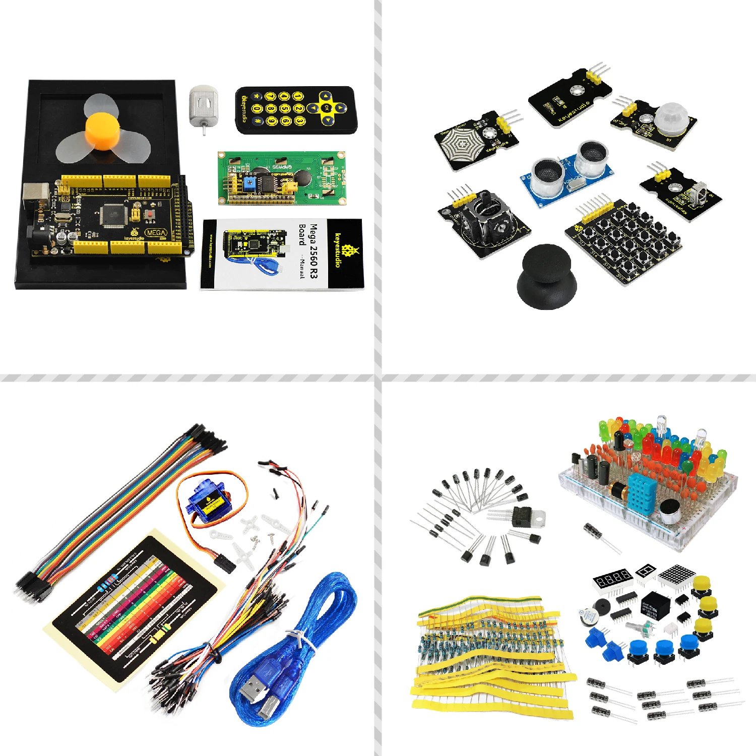 Keyestudio Maker Mega Starter Kit For Arduino 2560 R3 Education Programming Project Maker Learning Kit With Gift Box 35 Projects