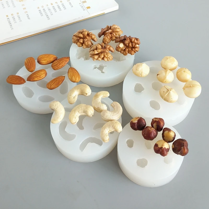 Mold Silicone Walnut Butan Wood Cashew Hazelnut Macadamia Dried Fruit Silicone Fondant Mold Chocolate Decoration Clay Resin Mold