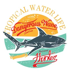 21x21cm Fashion Shark Animal Iron On Patches For DIY Heat Transfer Clothes T-Shirt Thermal Stickers Decoration Printing