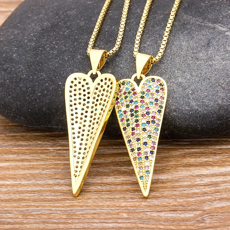 Nidin Factory Wholesale Leaf Charm Pendants Necklace Top Quality Copper Cubic Zirconia Chain Necklace Jewelry For Women
