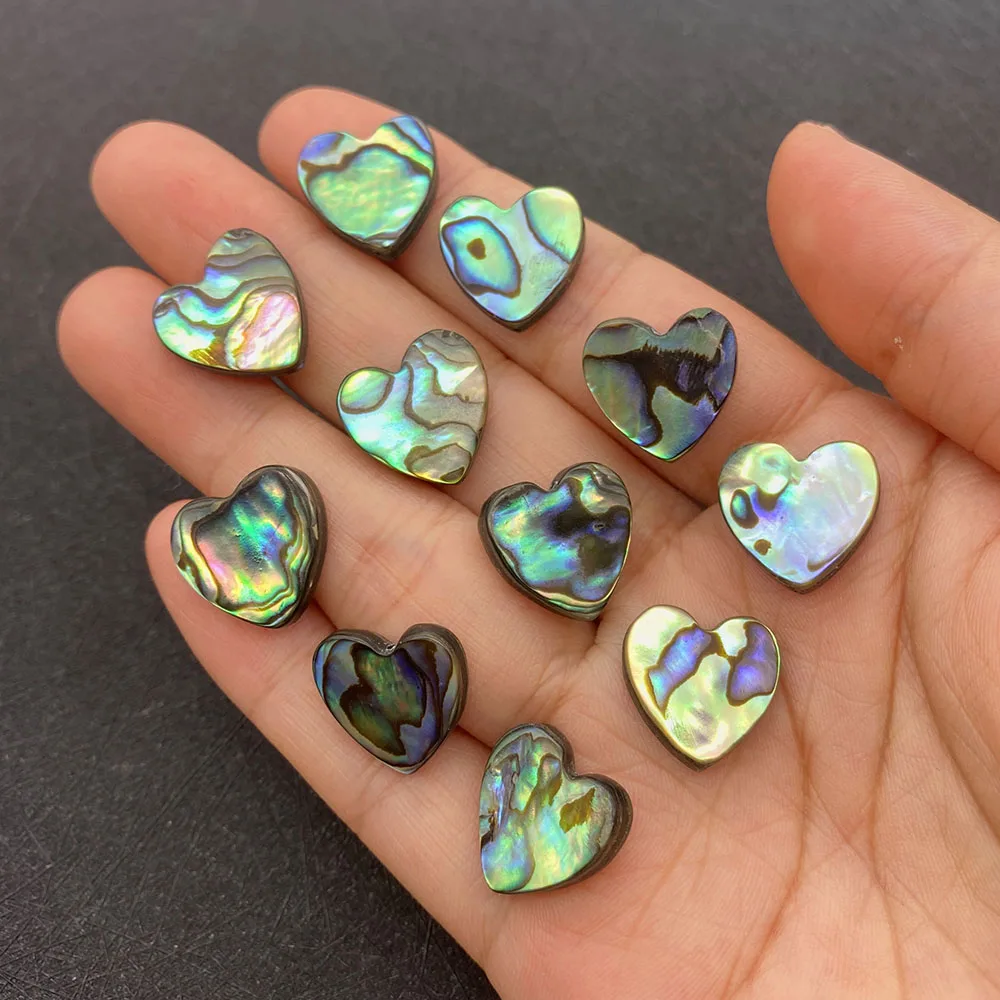 Natural Abalone Shell Beads Heart Shape Straight Hole 10-12-14-15-20mm Abalone Shell Scattered Beads DIY Necklace Bracelet 1/PCS