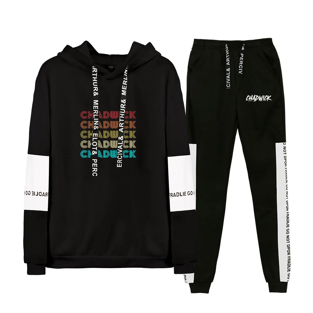 

2022 Chadwick Boseman Hoodies Sweatshirts and Sweatpants Chadwick Boseman Two Piece Set Hooded Suit Velvet Tracksuits Men/women