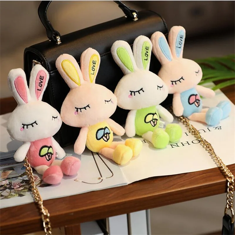 1PCS Random Color ，Bunny Plush Toys ，Mini Small Rabbit Doll Bag Pendant ，Stuffed Soft Love Rabbit Toy ，Wedding Ragdoll Wholesale