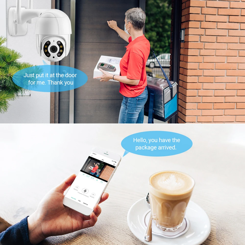 4K 8MP Ultra HD PTZ Wifi Camera H.265X Auto Tracking IP Camera 5xDigital Zoom AI Human Detection Colorful Nightvsion ICSEE