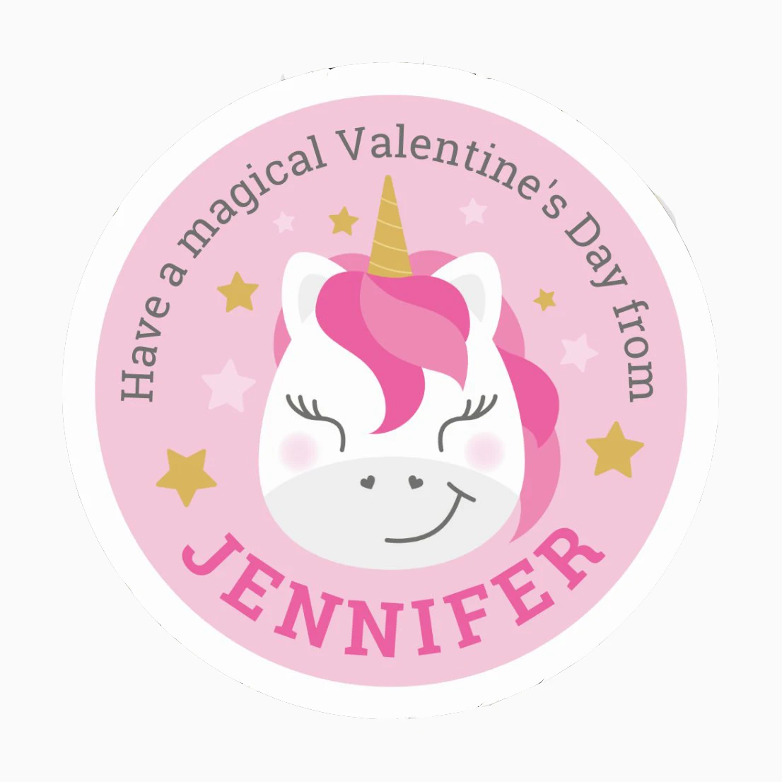 Custom Happy Valentine's Day Unicorn Party Baby Shower Favor Classic Round Sticker Handmade Decoration Party Supplies