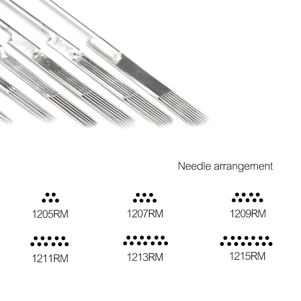 멸균 RM 문신 바늘, 모듬 일회용 문신 바늘, 문신 그립 팁, 0.35mm, 50 개