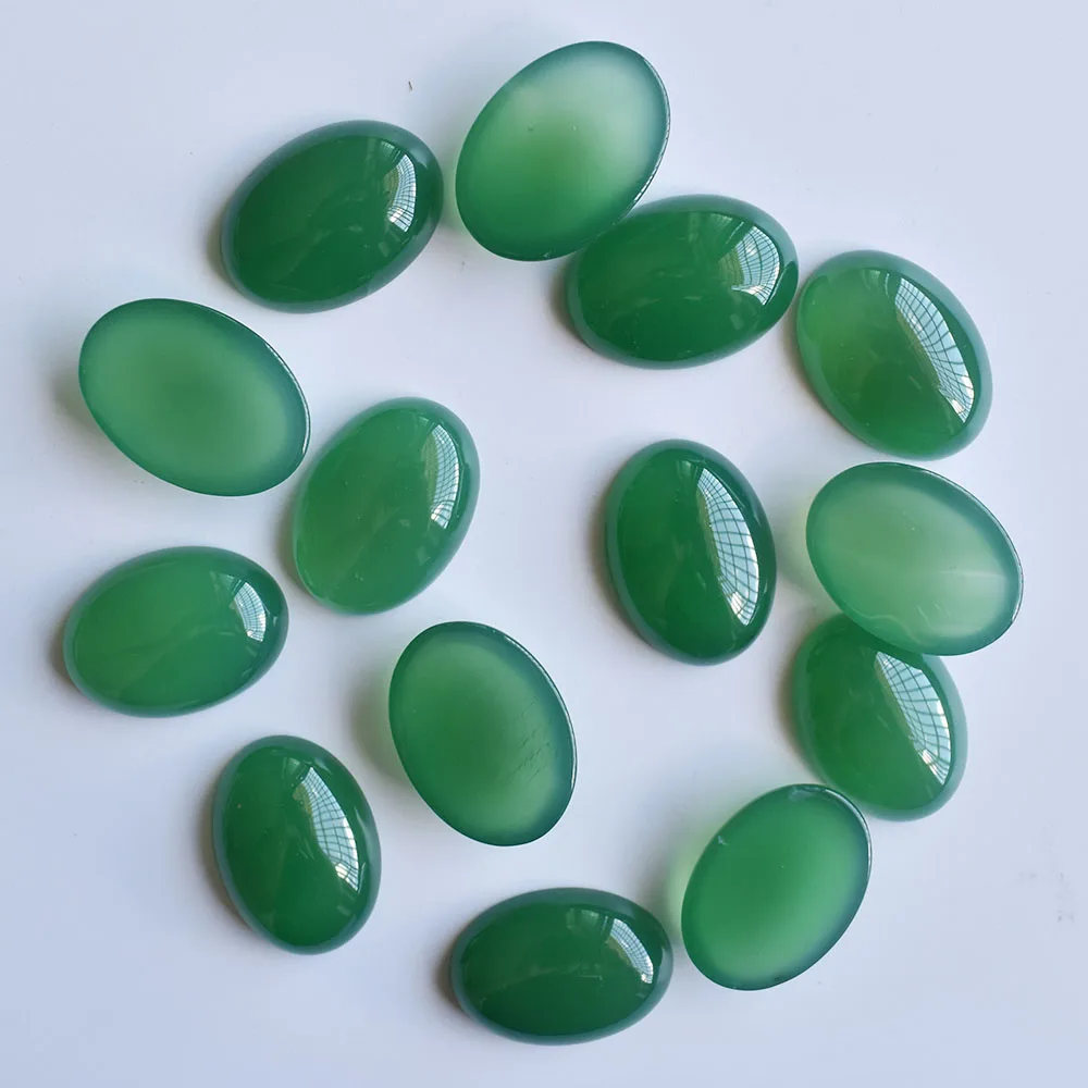 Modische, hochwertige natürliche grüne Achat-Cabochons, oval, 25x18mm, Perlen für die Schmuckherstellung, Großhandel, 20 Stück/Los, kostenloser Versand. – Detail 2