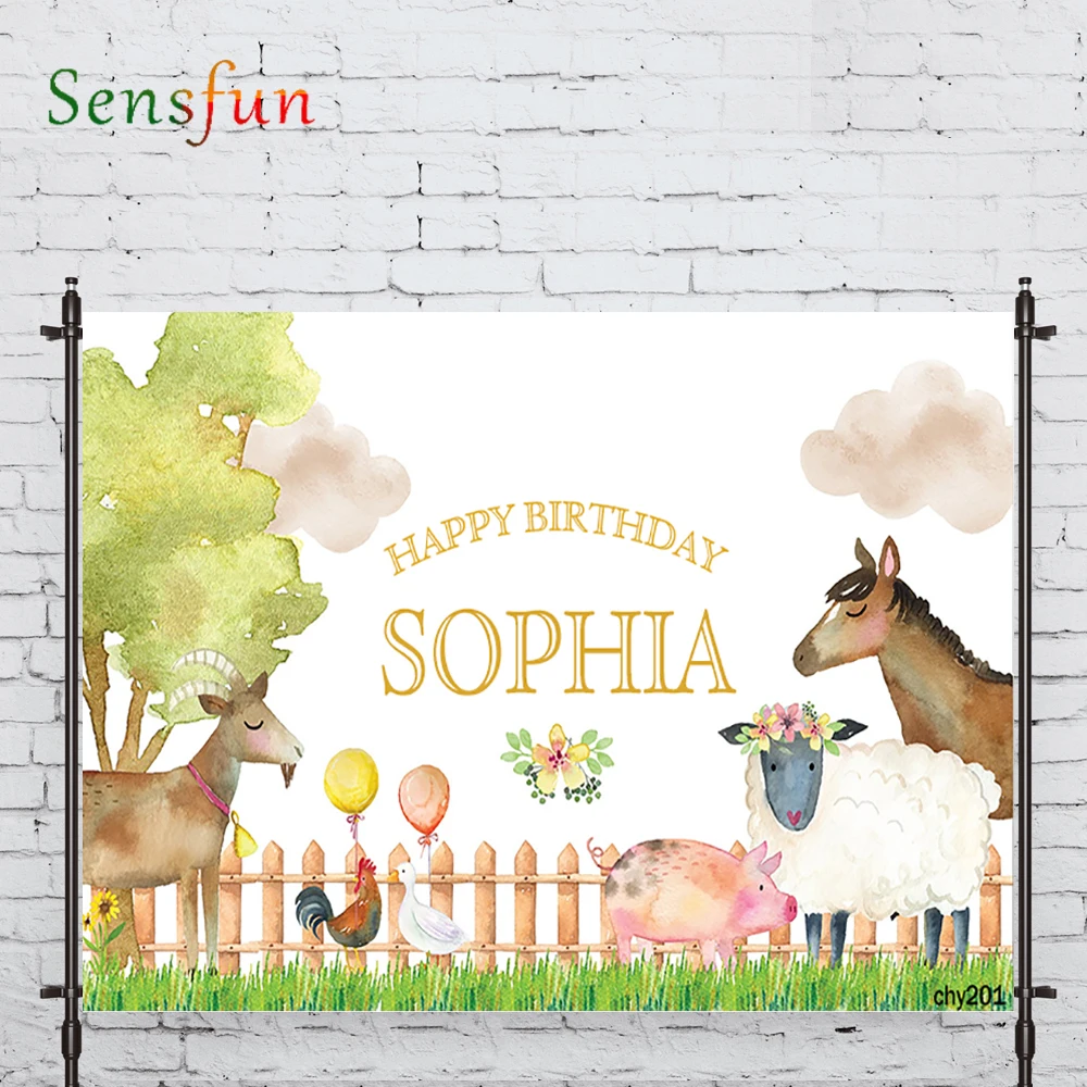 LEVOO Photographic Background Painting Sheep Horse Pig Birthday Backdrop Photo Shoot Photocall Photobooth Prop Custom