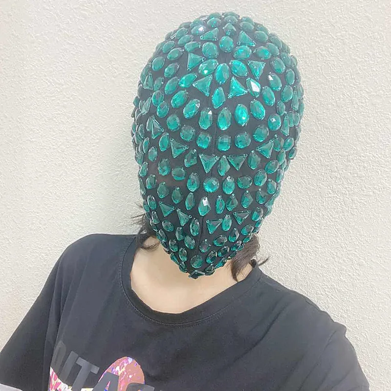 Dorn Diamant Niet Punk Volle Gesicht Maske für Gesicht Nacht Club Dance Cosplay Halloween Masken Mode Strass Maske Party Tragen