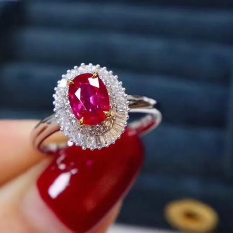 Top Quality Natural and Real Ruby Ring Gemstone Wedding Engagement Rings for Women Fine Jewelry Gift Wholesale