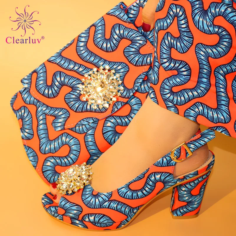 Red Color African Matching Shoes and Bags Italian In Women Sales On Decorated with Stone Summer Sandals