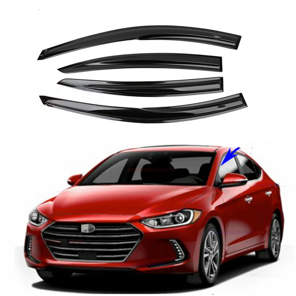 4 Pcs Window Vent Visor Sun Rain Deflector Smoke Guard Rain Cap Cover Car Rain Eyebrow For Hyundai Elantra 2017 2018 2019 2020