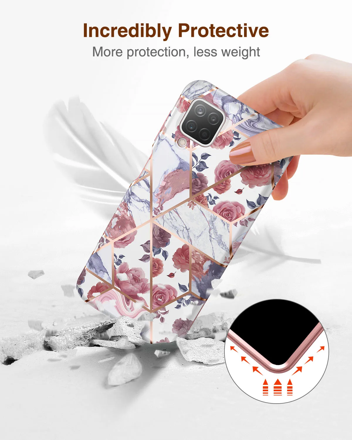 SURITCH 2 in 1 Marble Fashion Color Shockproof Cover Without screen 360 protective Cover Hard Case For Samsung Galaxy S21 FE