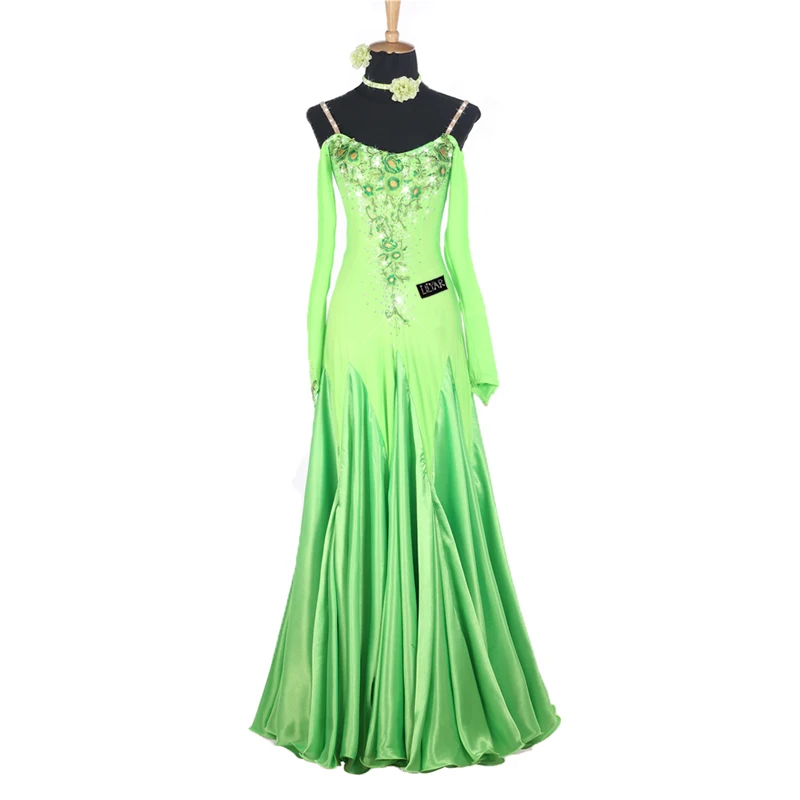 Ballroom Dance Skirt Standard Dress Competition  Show  Customization New Arrival Adult Children Green