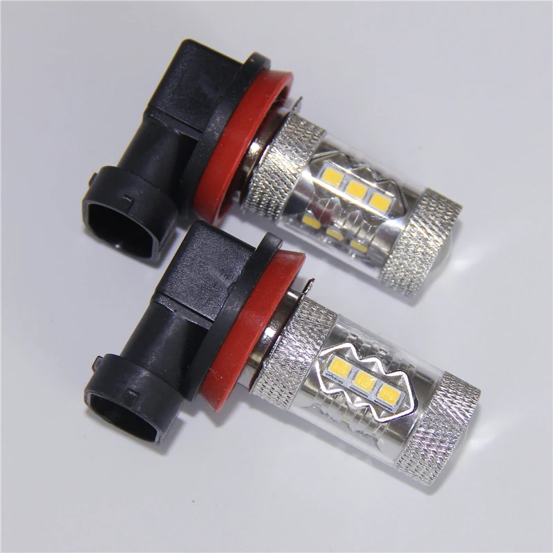 2X High power Car led H8 H9 fog light lamp 80W 3030 Chip DRL Driving light External light White 6000K Free Shipping