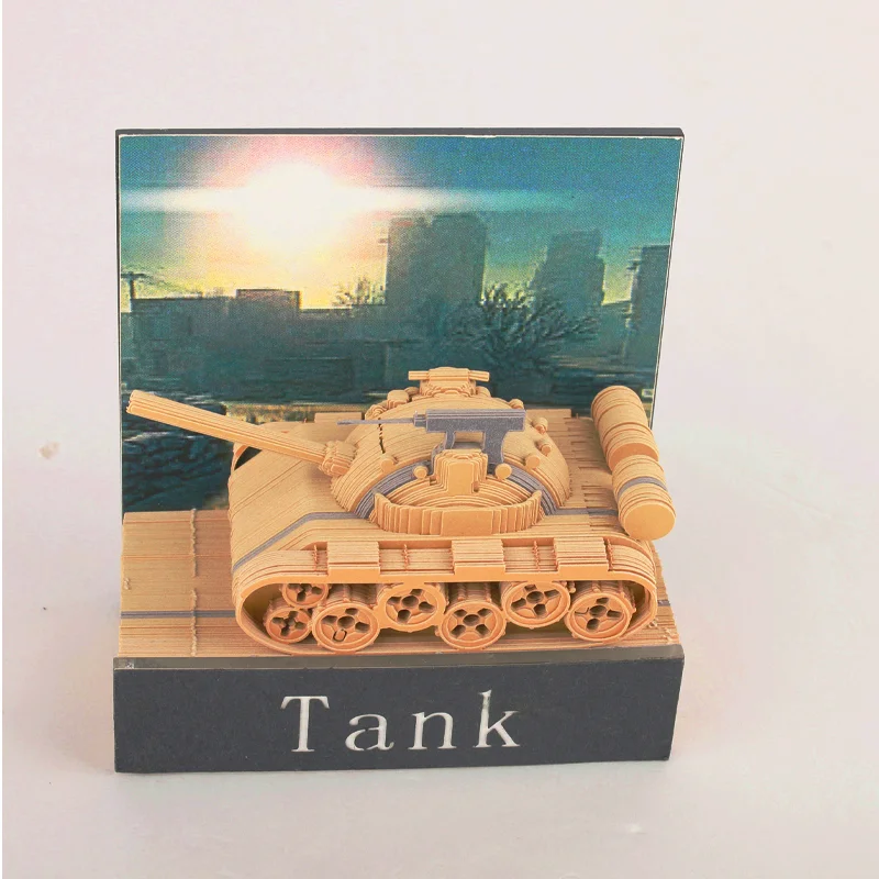 Omoshiroi Block 160Sheets 3D Memo Pad DIY Tank Model Notepad Craft Sticky Notes Deco Stationery Child Birthday Party Favors Gift