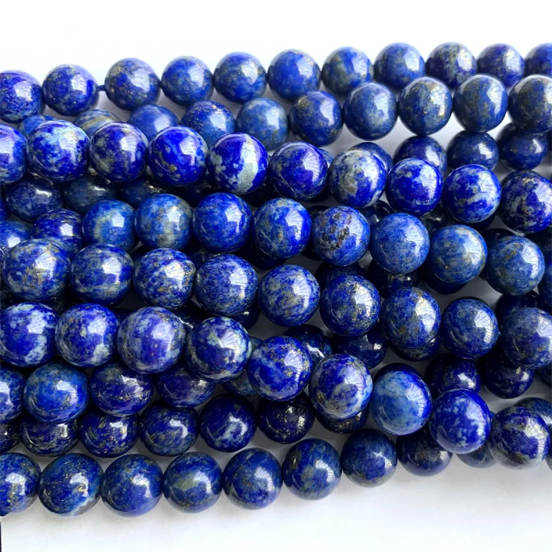 

Genuine Natural Dark Blue Lapis Lazuli Smooth Round Loose Beads DIY Necklace or Bracelets 15" 06342