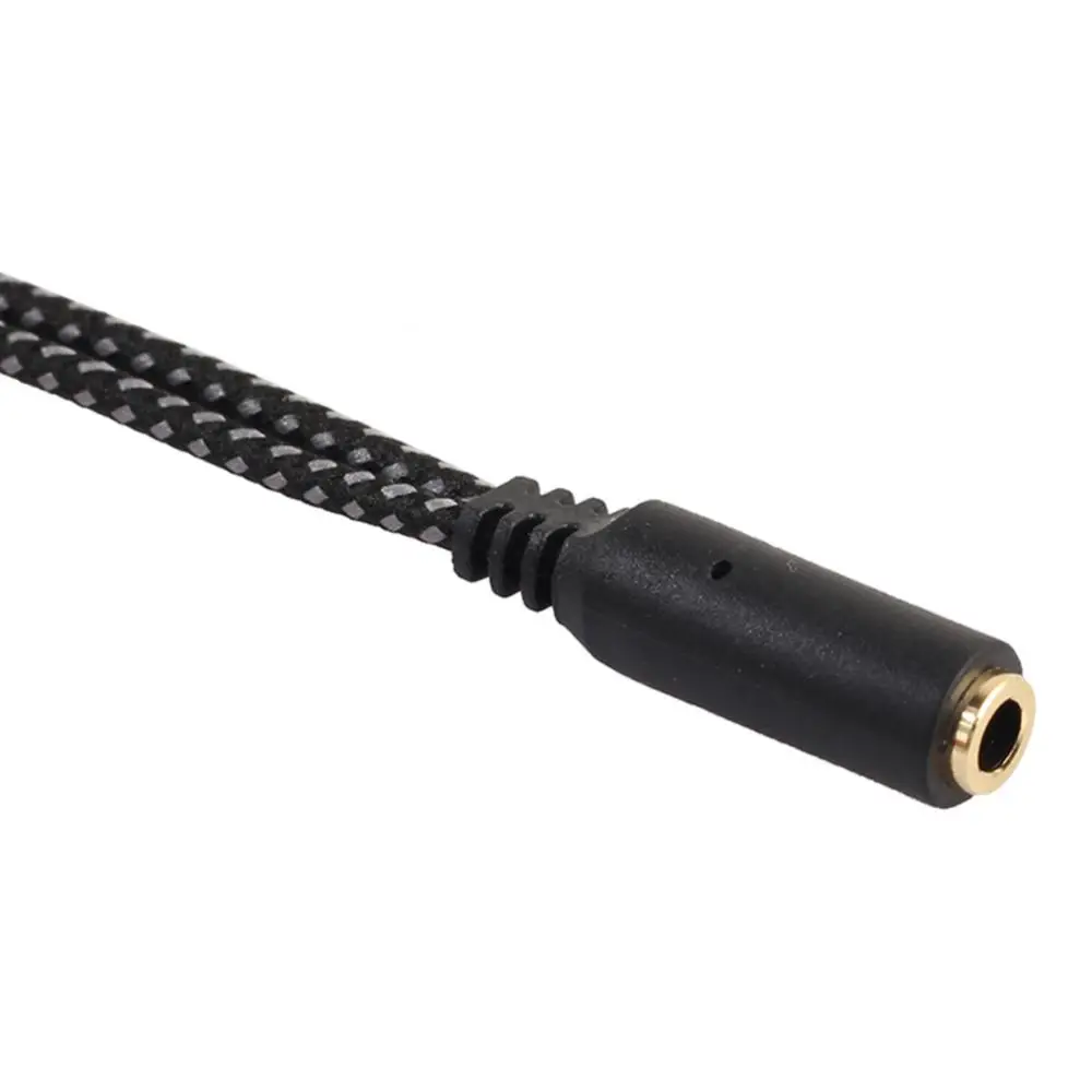 Divisor de entrada para fones de ouvido, 3.5mm, áudio estéreo, adaptador de cabo macho 2 fêmea com plug para microfone