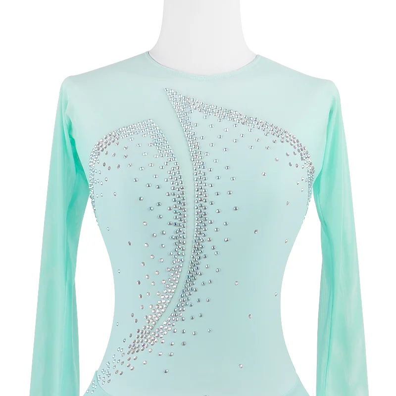 ZAGITOVA robe de patinage artistique femmes fille jupe de patinage sur glace couleur menthe Costume de gymnastique jupe en maille