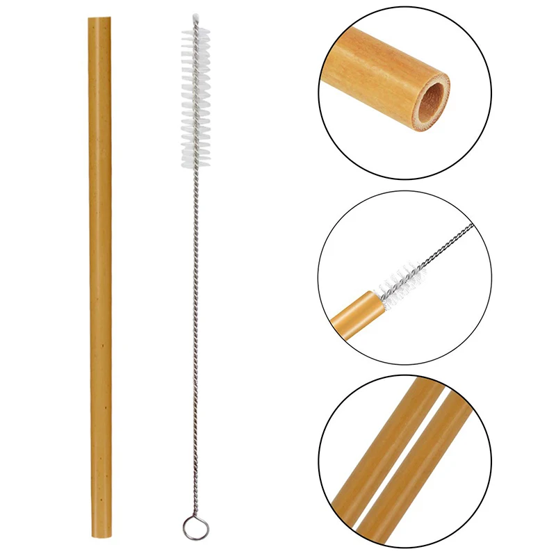 GOALONE 2/4/6Pcs Bamboo Straw 23cm Reusable Drinking Straws with Brush & Bag Natural Organic Bamboo Straws for Party Wedding Bar