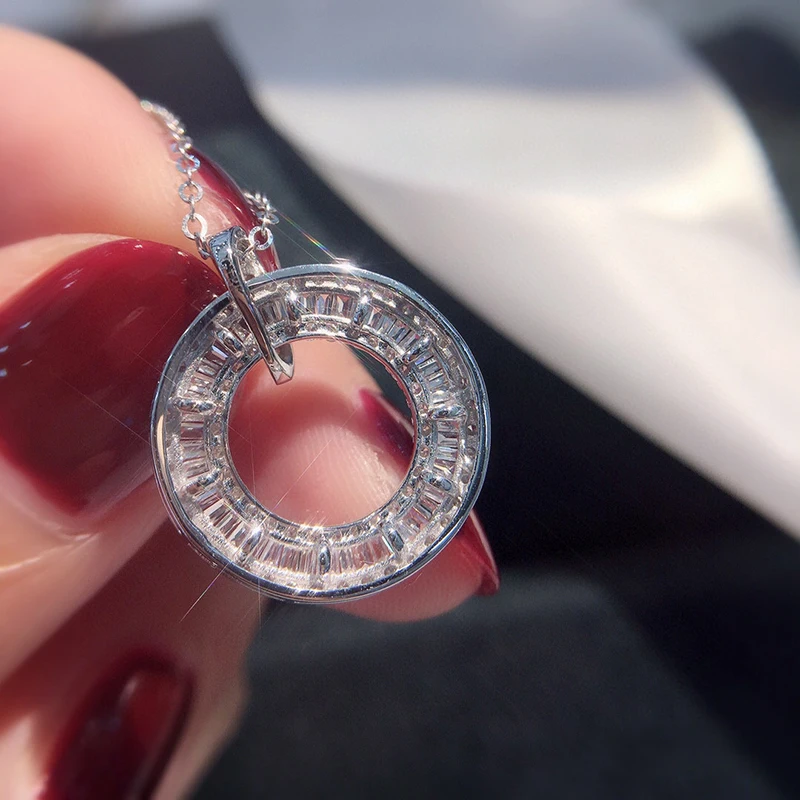 Aazuo مجوهرات راقية 100% ريال 18K الذهب الأبيض سلم الجانب الماس 0.7ct كلاسيكي قلادة مستديرة الموهوبين للنساء حفلة Au750