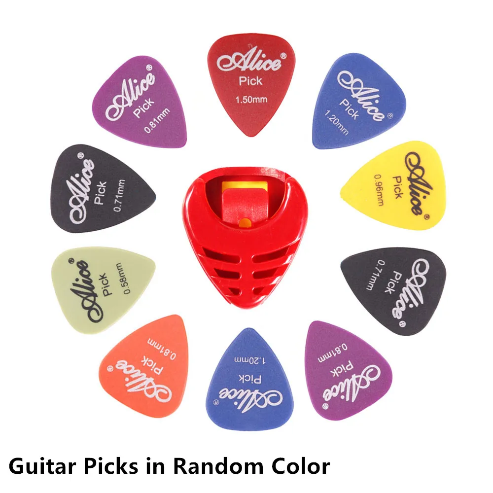 

Acoustic Guitar Picks 10 pcs Alice Guitar Pick Plectrums + 1 pcs Guitar Pick Holder 0.58 0.71 0.81 0.96 1.2 1.5mm -Random Color