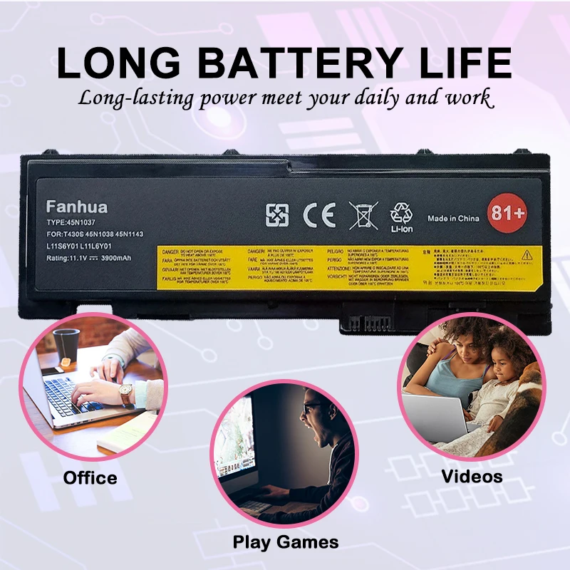 Fanhua 11.1V 3900MAh 0A36287 0A36309 Laptop Cho Lenovo ThinkPad T420s T420si T430s T430si T430i, 45N1036 45N1037 45N1038
