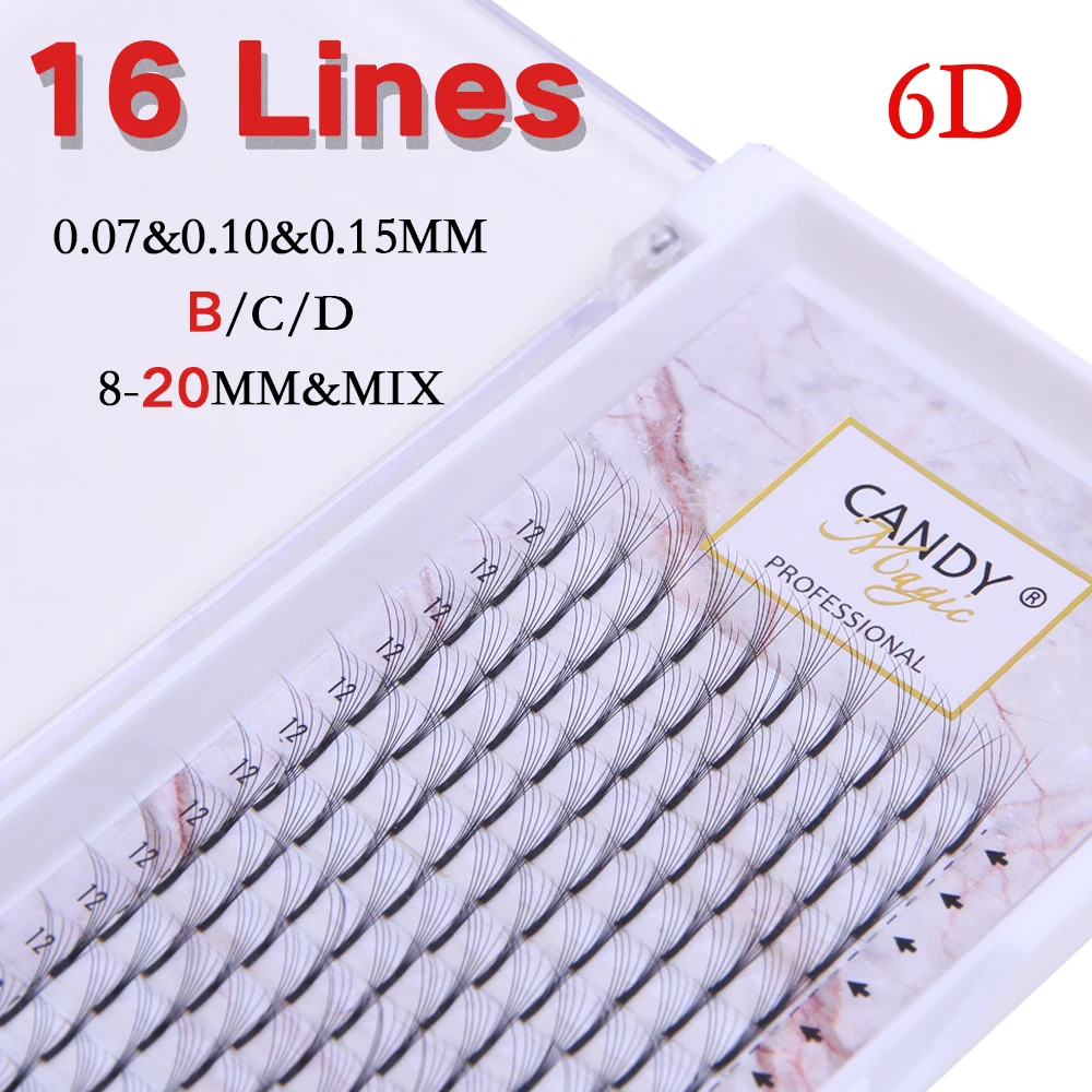 Candy Magic 16 Lijnen Premade Volume Fans Lash Russische Volume Wimper Extensions Pre Gemaakt Lash Extension Faux Mink Lash