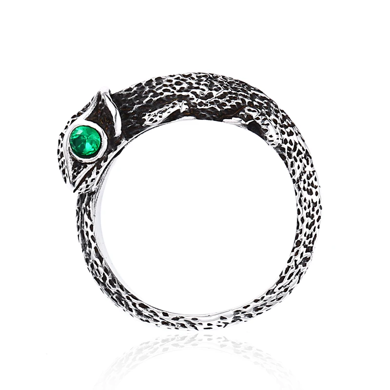 BEIER 316L stainless steel Vintage Green stone Eye Lizard Men\'s Ring Classic Animal High Quality Jewellery LLBR8-700R