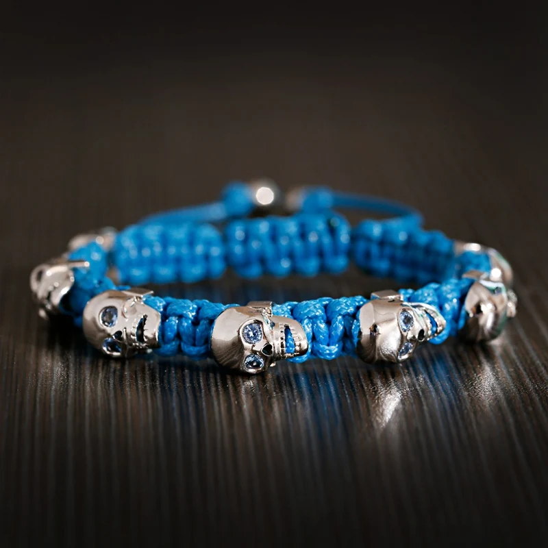 Fashion CZ Zircon Skeleton Beads Bracelets & Bangles 7 Color Luxury Handmade Hippie Boho Braided Bracelet Homme