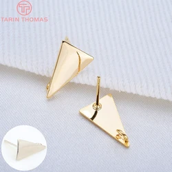 Pendientes de botón triangulares de latón, 10 piezas, 12x2230 MM, 24k, Color dorado, alta calidad, accesorios de joyería Diy, 8,5
