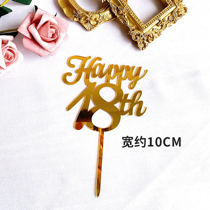 Neue 10/18/20 Zahl Alles Gute zum Geburtstag Kuchen Topper Gold Geburtstag Party Acryl Cupcake Topper Hochzeitstag Dessert Dekoration – Detail 18