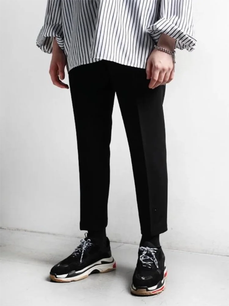 Men's Casual Fashion Suit Trousers Simple Pleated Casual Straight Trousers Plain Color Large Size Casual Suit Trousers