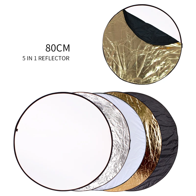 

SH 31.5 Inch 80CM Portable 5 in 1 Translucent Collapsible Round Multi Disc Light Reflector for Photo Photographic Accessories