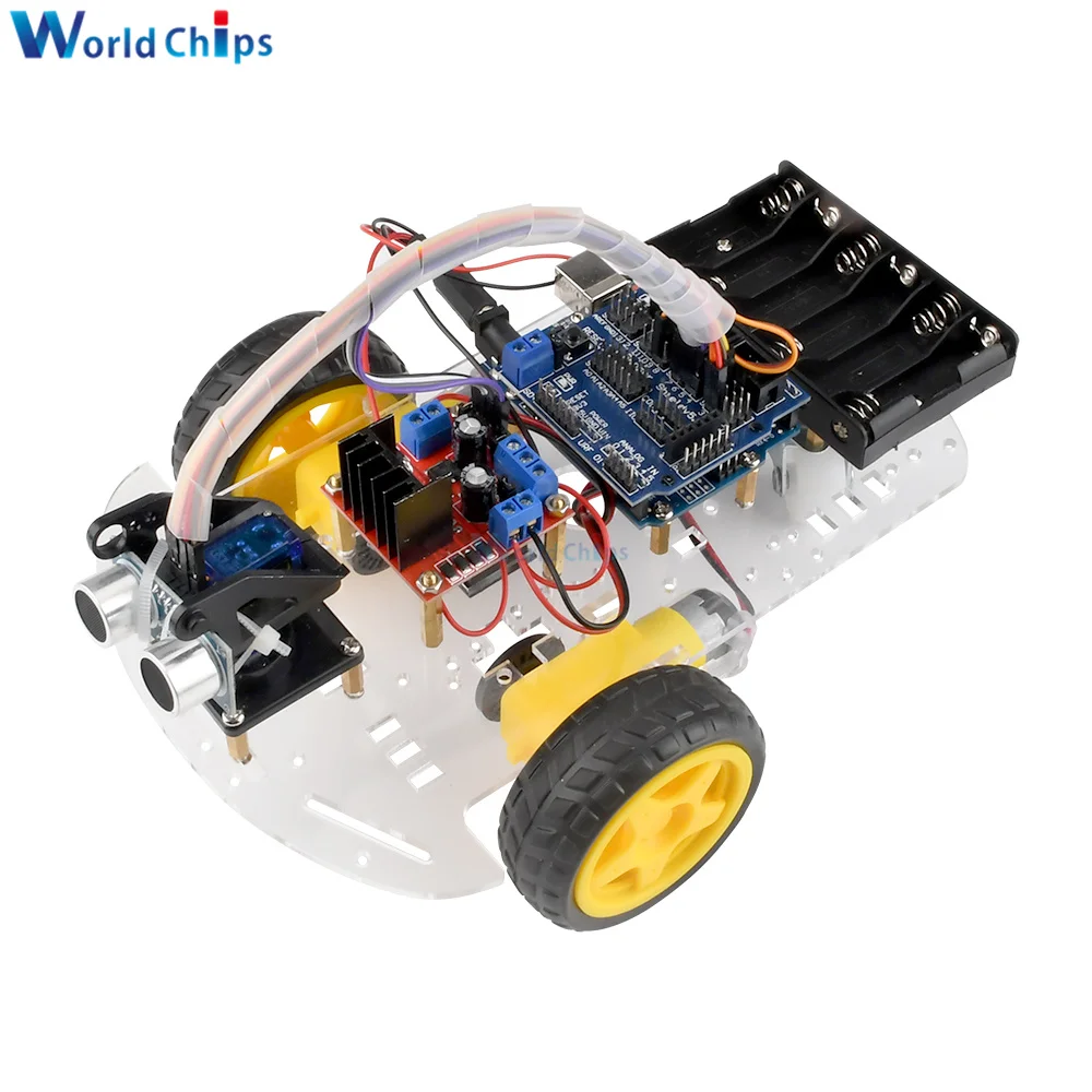 Ultrasonic Avoidance Tracking Smart Robot Car Kit, DIY Speed Encoder com caixa de bateria, brinquedo elétrico para Arduino, 2WD