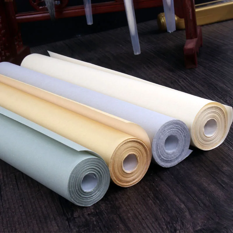 

Retro Golden Foils Gilt Papel Arroz Chinese Half Ripe Rice Paper Chinese Soft Pen Calligraphy Exhibition Paper Pastel Xuan Paper