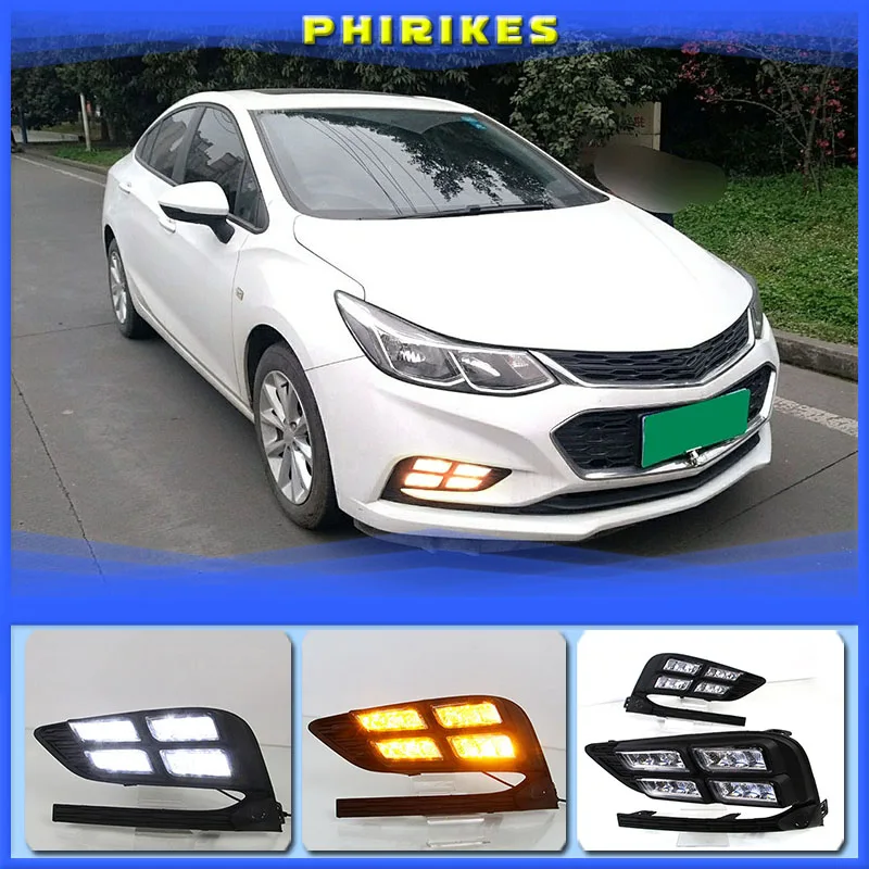 

2Pcs DRL For Chevrolet Cruze 2016 2017 2018 Daytime Running Lights fog lamp cover headlight 12V Daylight signal for Chevy