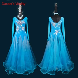 Waltz Dress Diamond-Studded Long-sleeve Performance Costume Female Adult High-end Custom Ballroom Dancing Competition Clothing