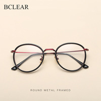 BCLEAR Alloy TR90 Glasses Frame Men Ultralight Women Vintage Round Prescription Eyeglasses Retro Optical Frame Eyewear 2019 New