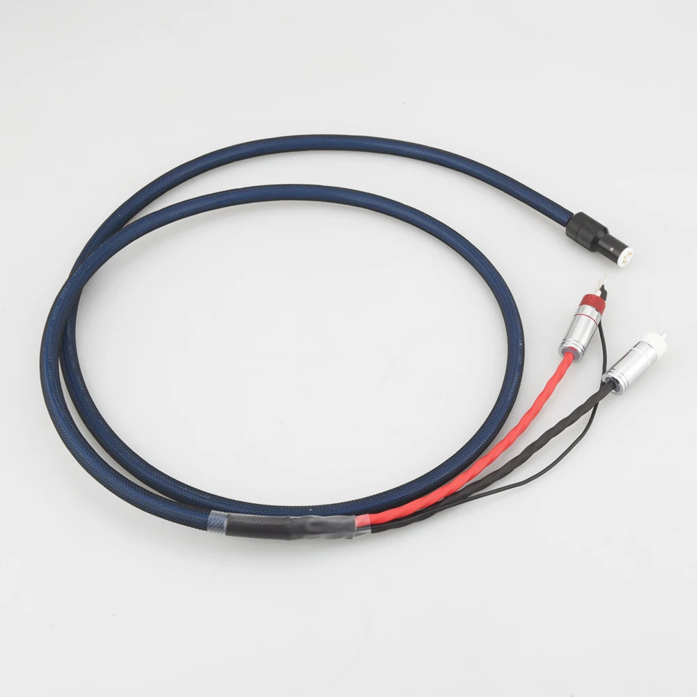 Audiocrast OFC Silver Plated With shielding 5 pin DIN to RCA U spade plug Audio Phono Tonearm Cable with Ground Wire