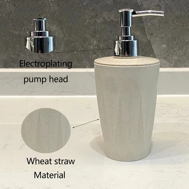 370ml Wheat Straw Liquid Soap Dispensers Bathroom Emulsion Dispensing Bottle Presser Soap Dispensers