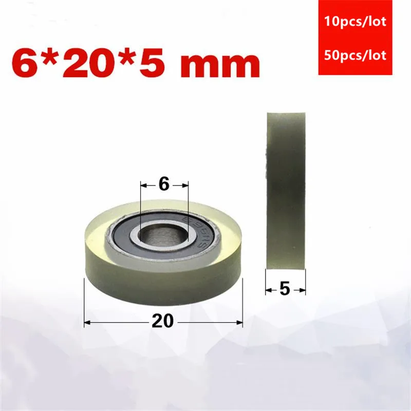 Poliuretano Plutônio 696 696rs Pu696205 Gaveta Vitrine Baixo Ruído Rolamento de Rolo Polia de Fricção 6x20x5 10 Peças 50 Peças 6*20*5 mm
