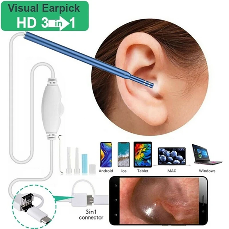 

5.5mm Ear Cleaning Endoscope Earplugs Medical Otoscope Earwax Removal Endoscopic Mini Ear Stick with Camera for Home Earpicker