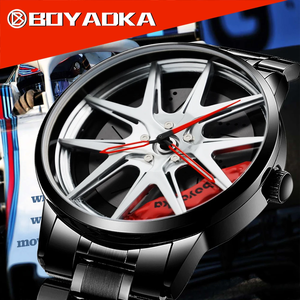 2021 Men's Watches Rim Hub Watch Wheel  Wristwatch Clock Sport Car Custom Design Creative Men Wrist Watch Relogio Masculino