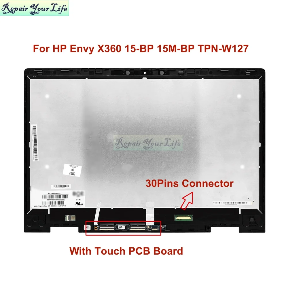 Imagem -02 - Matriz de Tela Lcd para Laptop 15.6 para hp Envy X360 15-bp 15m-bp 15-bp000 15-bp1xx Painel de Exibição Led com Digitalizador de Toque