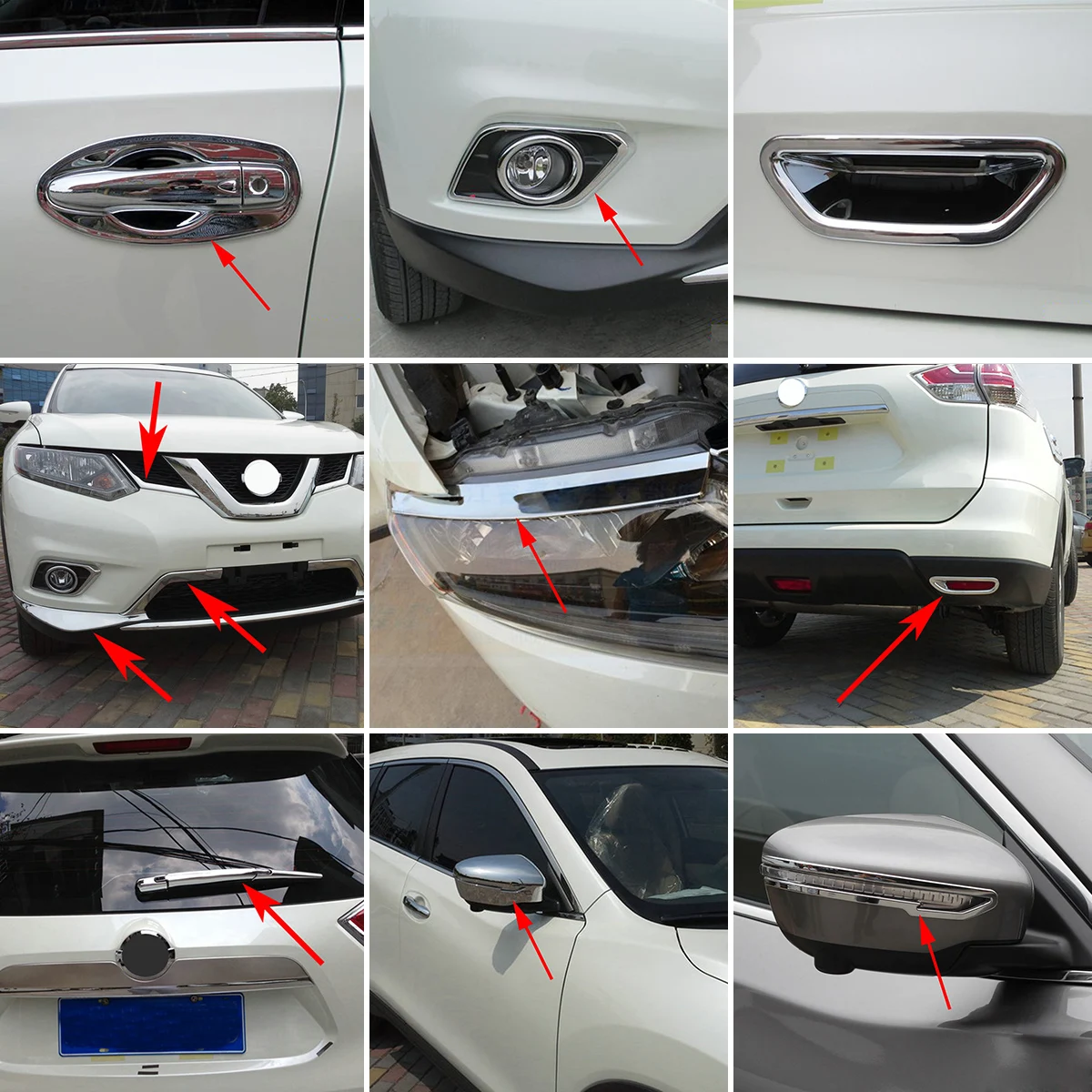 Chrome Accessories Fit For Nissan X-Trail Rogue T32 Fog Lamp Grille Window Wiper Mirror Cover Trim 2014 2015 2016 2017 2018