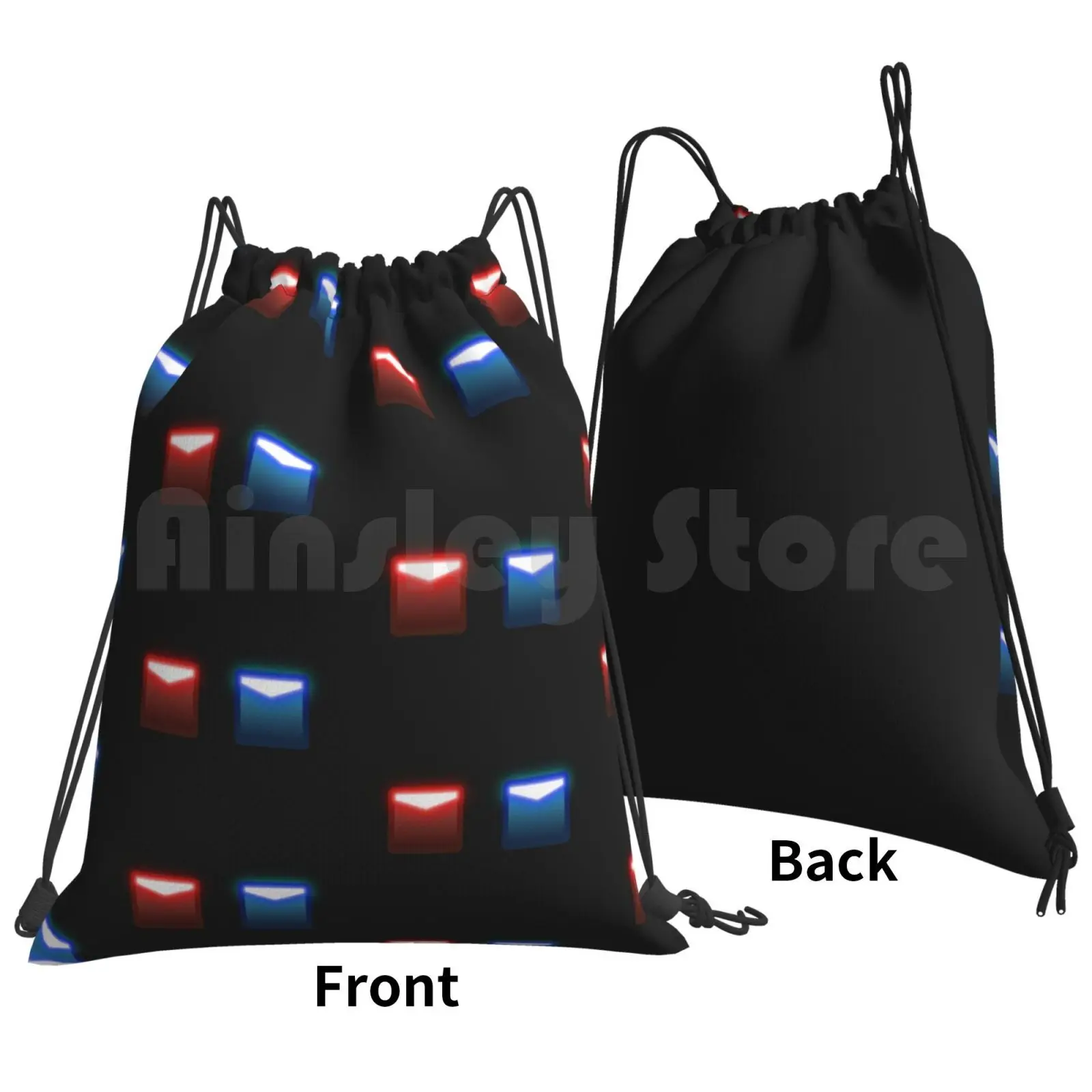 Beat Saber Blocks : Red And Blue Backpack Drawstring Bag Riding Climbing Gym Bag Beat Saber Ddr Stepmania Osu Guitar Hero